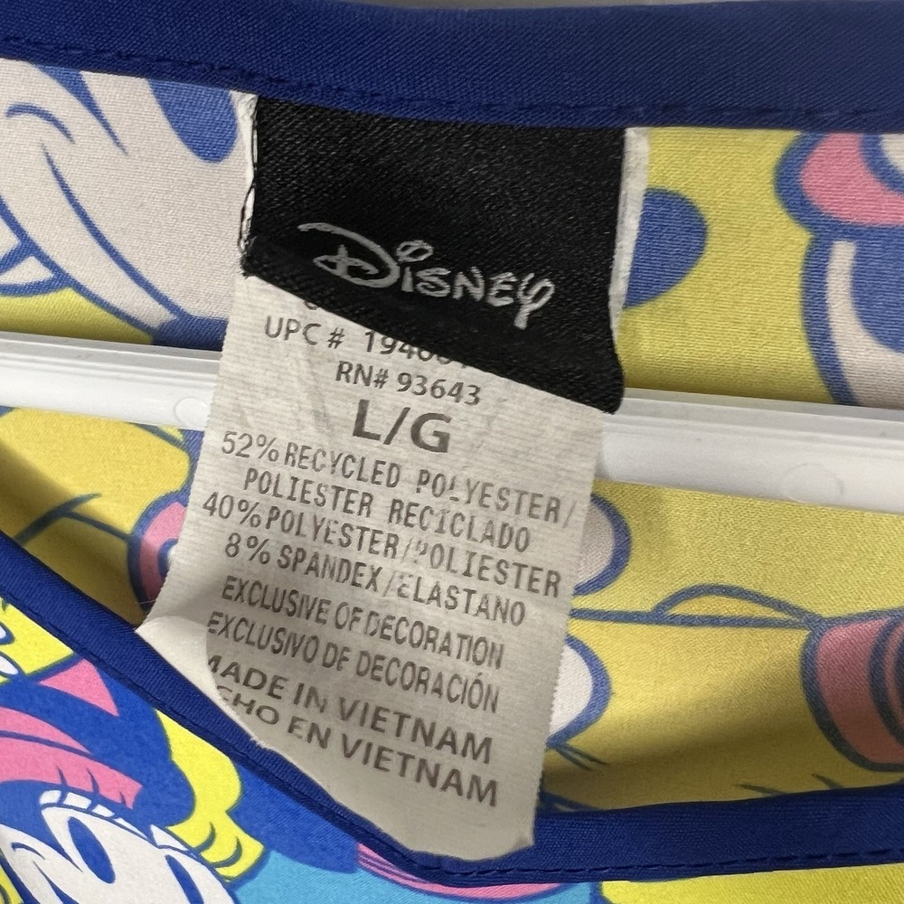 Disney Large Women's Minnie Mickey Scrub Top Pluto Donald Duck Goofy Daisy - Picture 3 of 6